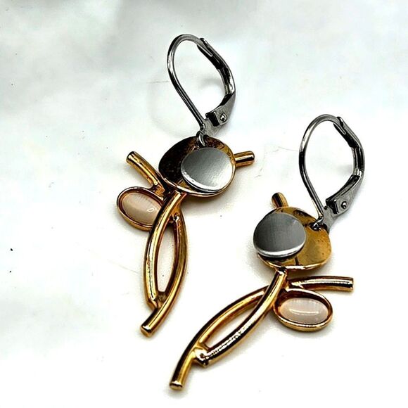 Unbranded Jewelry - "5/$25" Abstract 2 Tone Silver/Gold Industrial Modernist Dangle Earrings